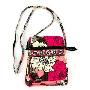 Vera Bradley Floral Pink Brown Cross Body Purse Quilted Size One Size